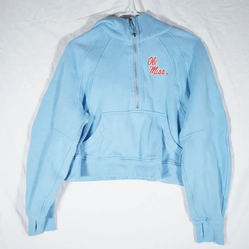 Lululemon Ole Miss Embroidered Zip Hoodie Blue Cropped XS/S RARE